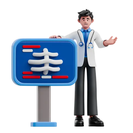 Médico com raio x  3D Illustration