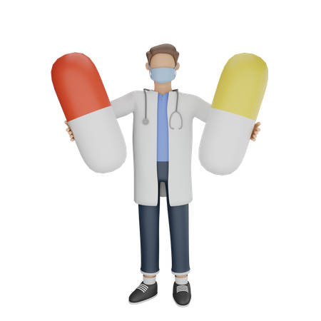 Médico com remédio  3D Illustration