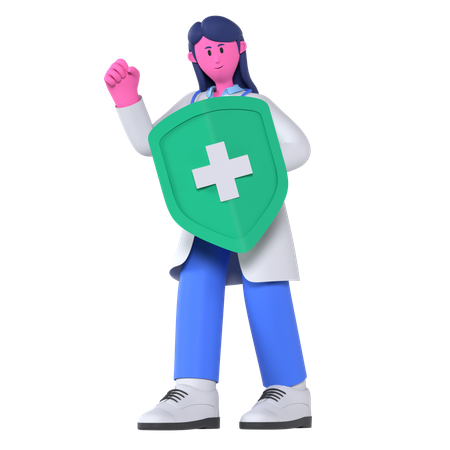 Médico com seguro saúde  3D Illustration