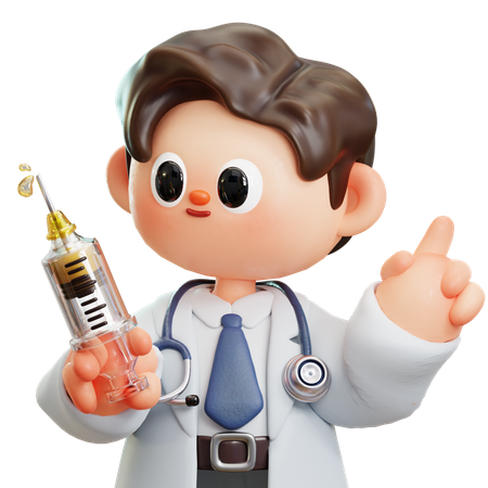 Médico com seringa  3D Icon