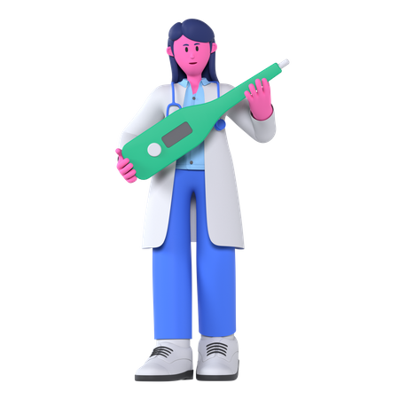 Médico com termômetro  3D Icon