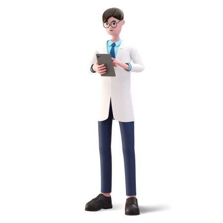 Médico revisando el informe del paciente  3D Illustration