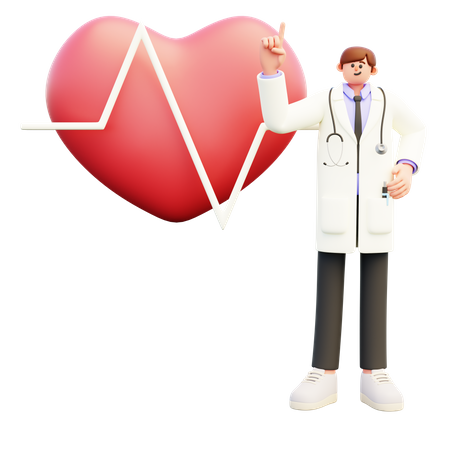 Médico con cardiograma cardíaco  3D Illustration