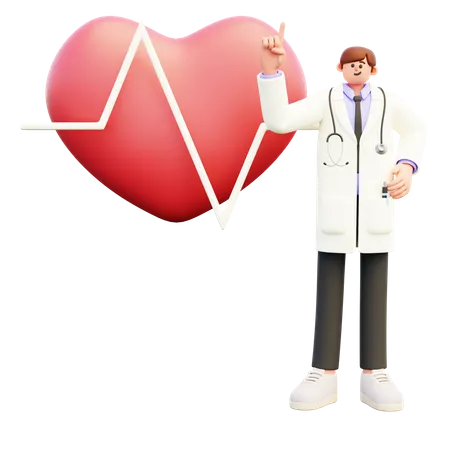 Médico con cardiograma cardíaco  3D Illustration