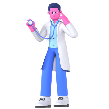 Doctor con estetoscopio  3D Illustration