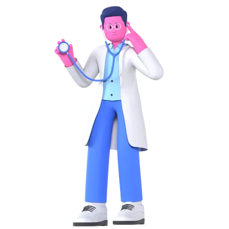 Doctor con estetoscopio  3D Illustration