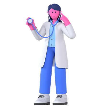 Doctor con estetoscopio  3D Illustration