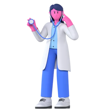 Doctor con estetoscopio  3D Illustration