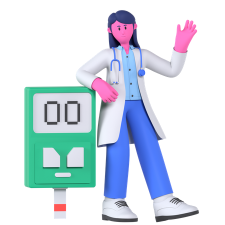 Médico con glucómetro  3D Illustration