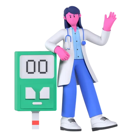 Médico con glucómetro  3D Illustration