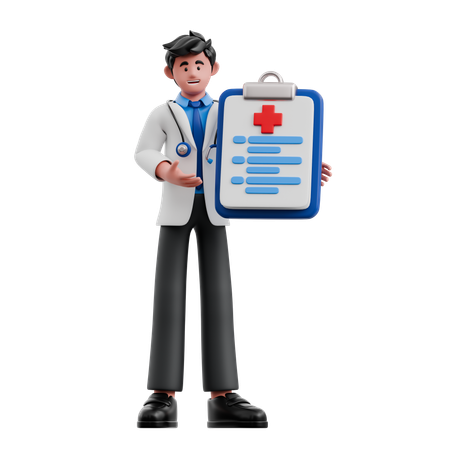 Medico con informe  3D Illustration