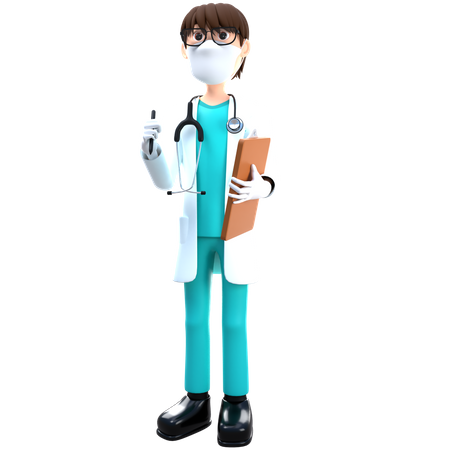 Doctor sosteniendo informe de salud  3D Illustration