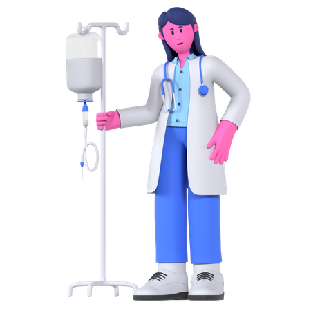 Doctor con infusión  3D Illustration