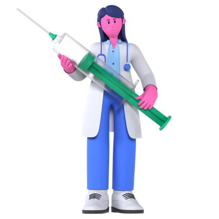 Doctor con jeringa  3D Illustration