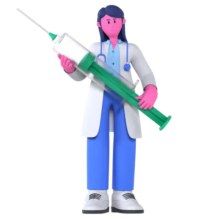 Doctor con jeringa  3D Illustration