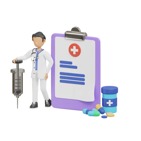Médico con receta  3D Illustration
