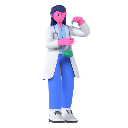 Doctor con tubo de ensayo  3D Illustration