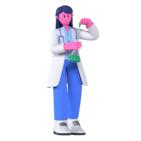 Doctor con tubo de ensayo  3D Illustration