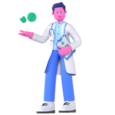 Doctor dando medicina  3D Illustration