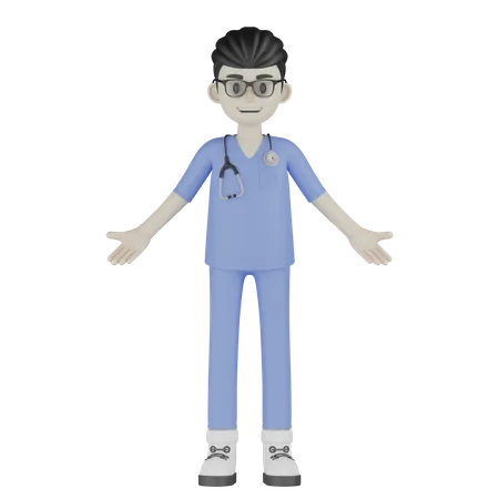 Médico fazendo pose em pé  3D Illustration