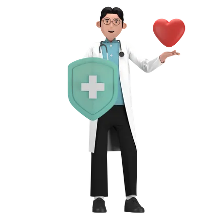 Médico oferecendo seguro saúde  3D Icon