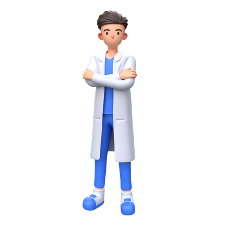 Médico em pé com a mão cruzada  3D Illustration