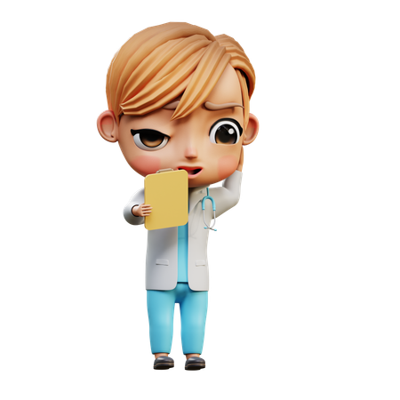 Doctor de pie con informe médico  3D Illustration