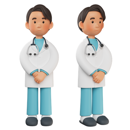 Médico masculino de pie con las manos sostenidas  3D Icon