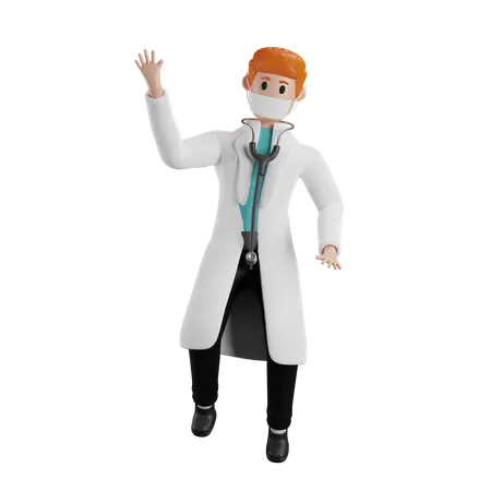 Médico dizendo olá  3D Illustration