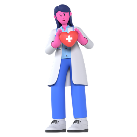 Médico com cuidados cardíacos  3D Illustration