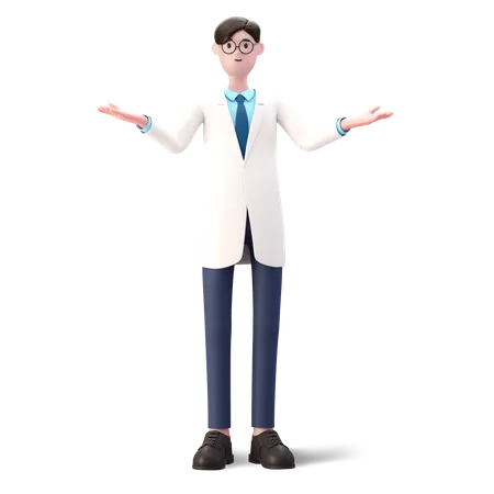 Médico em pé com os braços abertos  3D Illustration