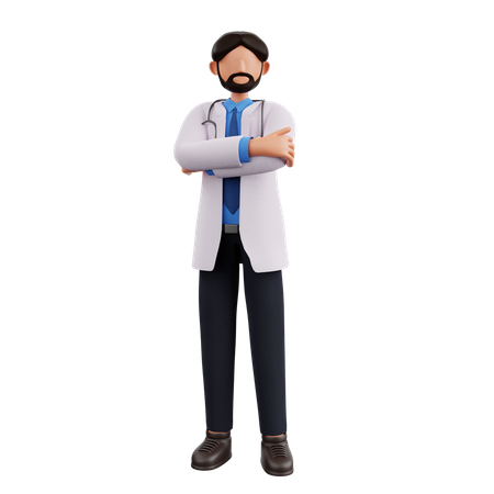 Médico em pé com as mãos postas  3D Illustration