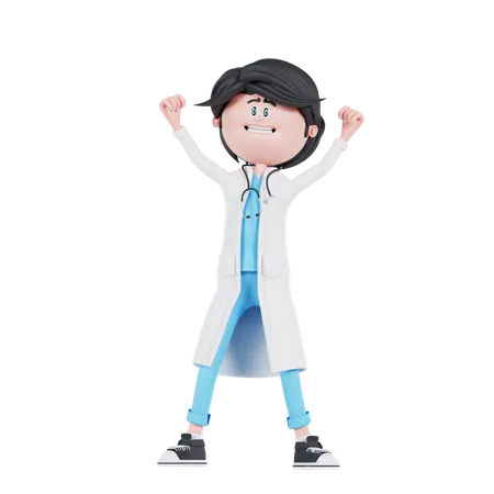 Médico em pose feliz  3D Illustration