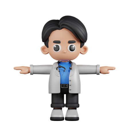 Doutor em pose T  3D Illustration