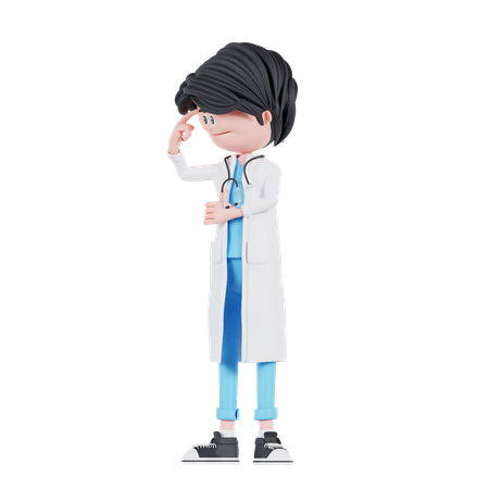 O médico está pensando em pose.  3D Illustration