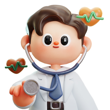 Médico está examinando paciente com estetoscópio  3D Icon