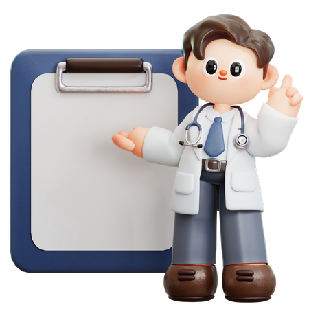 Médico está explicando o relatório dos pacientes  3D Icon