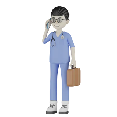 Médico falando ao telefone  3D Illustration