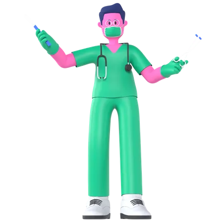 Médico fazendo cirurgia  3D Illustration