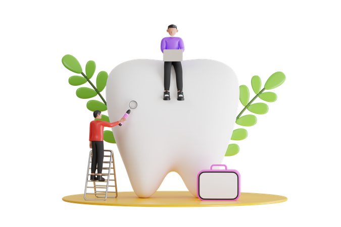 Médico fazendo exame de dente  3D Icon