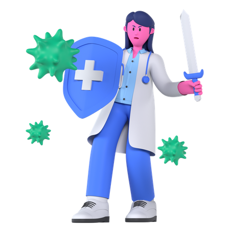 Médico fazendo proteção contra bactérias  3D Icon