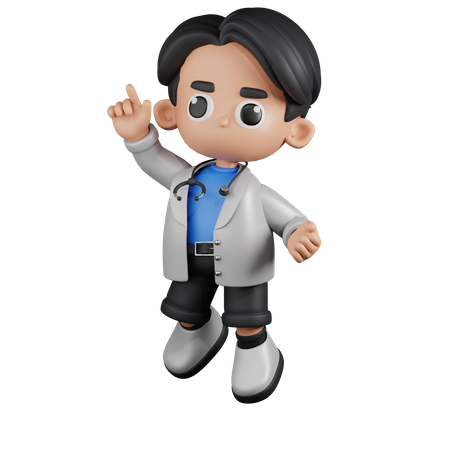 Médico feliz em pose de salto  3D Illustration