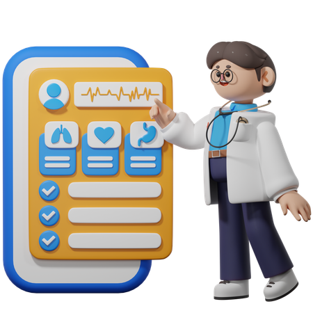Médico fornecendo relatório de laboratório médico  3D Icon