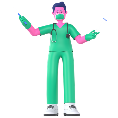 Doctor haciendo cirugia  3D Illustration