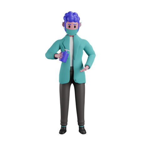 Doctor haciendo desinfección de manos  3D Illustration