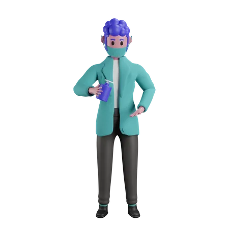 Doctor haciendo desinfección de manos  3D Illustration