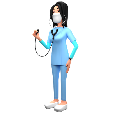 Médico segurando o estatoscópio  3D Illustration