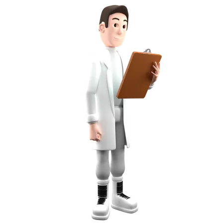 Médico Segurando Relatório de Saúde  3D Illustration