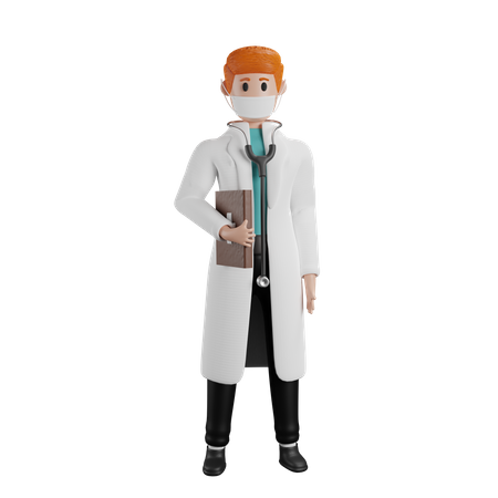 Médico Segurando Relatório de Saúde  3D Illustration