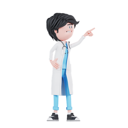 Médico masculino apontando para a esquerda  3D Illustration